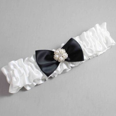 White and Black Satin Wedding Garter / White Wedding Garters / Wedding Garter / Custom Wedding Garter / Bridal Garter / Prom Garter / Linda Joyce Couture / Personalized Garter / Personalized Wedding Garter / Personalized Prom Garter