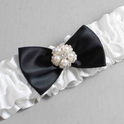 White and Black Satin Wedding Garter / White Wedding Garters / Wedding Garter / Custom Wedding Garter / Bridal Garter / Prom Garter / Linda Joyce Couture / Personalized Garter / Personalized Wedding Garter / Personalized Prom Garter
