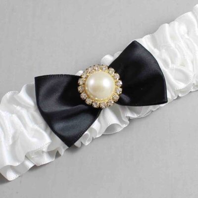 White and Black Satin Wedding Garter / White Wedding Garters / Wedding Garter / Custom Wedding Garter / Bridal Garter / Prom Garter / Linda Joyce Couture / Personalized Garter / Personalized Wedding Garter / Personalized Prom Garter