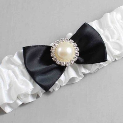 White and Black Satin Wedding Garter / White Wedding Garters / Wedding Garter / Custom Wedding Garter / Bridal Garter / Prom Garter / Linda Joyce Couture / Personalized Garter / Personalized Wedding Garter / Personalized Prom Garter