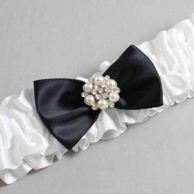 White and Black Satin Wedding Garter / White Wedding Garters / Wedding Garter / Custom Wedding Garter / Bridal Garter / Prom Garter / Linda Joyce Couture / Personalized Garter / Personalized Wedding Garter / Personalized Prom Garter