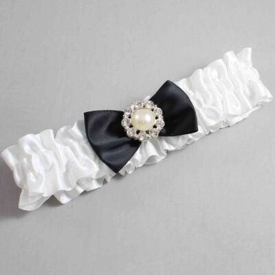 White and Black Satin Wedding Garter / White Wedding Garters / Wedding Garter / Custom Wedding Garter / Bridal Garter / Prom Garter / Linda Joyce Couture / Personalized Garter / Personalized Wedding Garter / Personalized Prom Garter