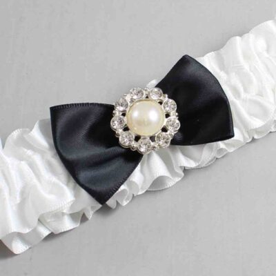 White and Black Satin Wedding Garter / White Wedding Garters / Wedding Garter / Custom Wedding Garter / Bridal Garter / Prom Garter / Linda Joyce Couture / Personalized Garter / Personalized Wedding Garter / Personalized Prom Garter