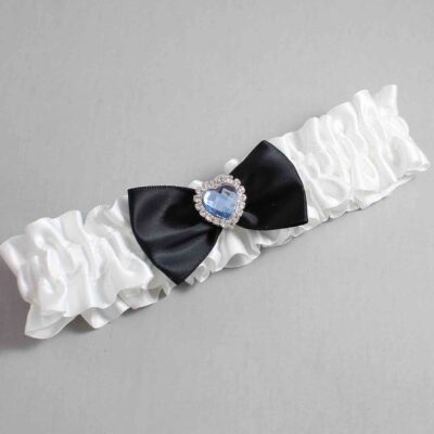 White and Black Satin Wedding Garter / White Wedding Garters / Wedding Garter / Custom Wedding Garter / Bridal Garter / Prom Garter / Linda Joyce Couture / Personalized Garter / Personalized Wedding Garter / Personalized Prom Garter