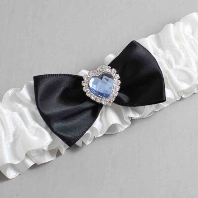 White and Black Satin Wedding Garter / White Wedding Garters / Wedding Garter / Custom Wedding Garter / Bridal Garter / Prom Garter / Linda Joyce Couture / Personalized Garter / Personalized Wedding Garter / Personalized Prom Garter