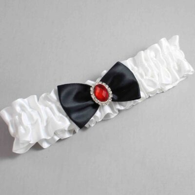 White and Black Satin Wedding Garter / White Wedding Garters / Wedding Garter / Custom Wedding Garter / Bridal Garter / Prom Garter / Linda Joyce Couture / Personalized Garter / Personalized Wedding Garter / Personalized Prom Garter
