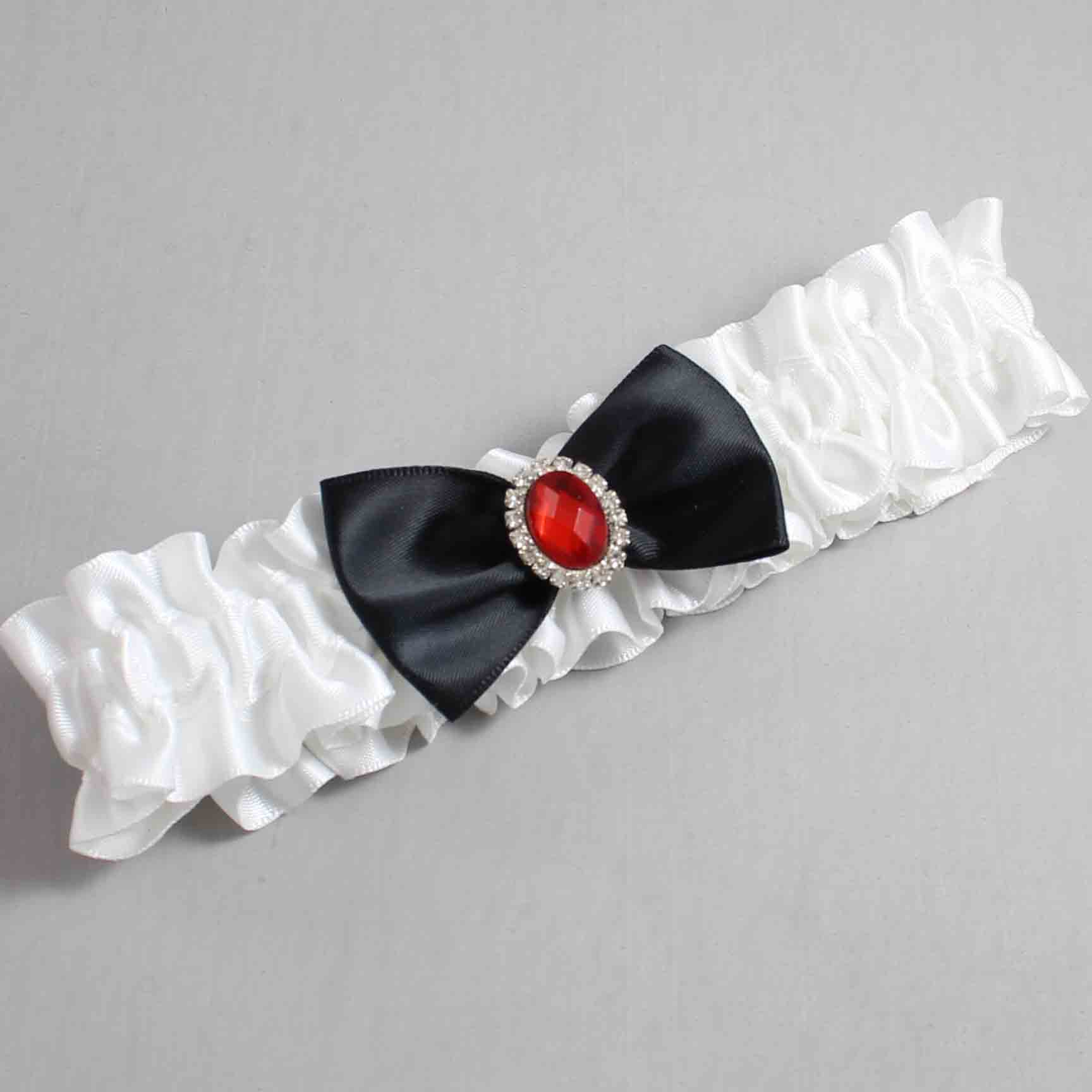 White and Black Satin Wedding Garter / White Wedding Garters / Wedding Garter / Custom Wedding Garter / Bridal Garter / Prom Garter / Linda Joyce Couture / Personalized Garter / Personalized Wedding Garter / Personalized Prom Garter