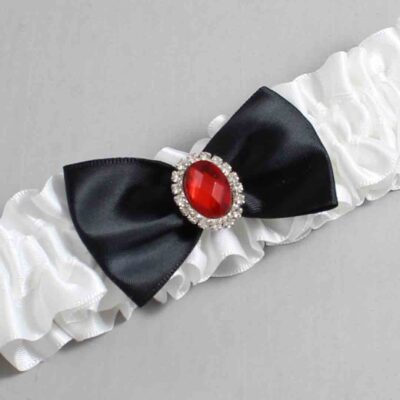 White and Black Satin Wedding Garter / White Wedding Garters / Wedding Garter / Custom Wedding Garter / Bridal Garter / Prom Garter / Linda Joyce Couture / Personalized Garter / Personalized Wedding Garter / Personalized Prom Garter
