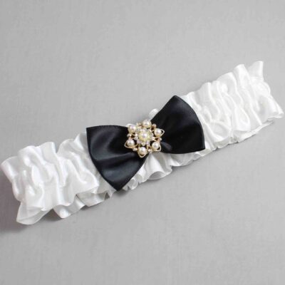 White and Black Satin Wedding Garter / White Wedding Garters / Wedding Garter / Custom Wedding Garter / Bridal Garter / Prom Garter / Linda Joyce Couture / Personalized Garter / Personalized Wedding Garter / Personalized Prom Garter