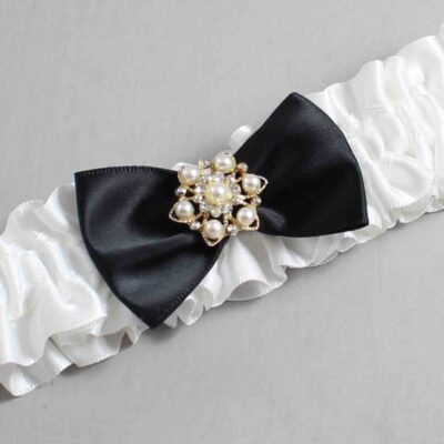 White and Black Satin Wedding Garter / White Wedding Garters / Wedding Garter / Custom Wedding Garter / Bridal Garter / Prom Garter / Linda Joyce Couture / Personalized Garter / Personalized Wedding Garter / Personalized Prom Garter