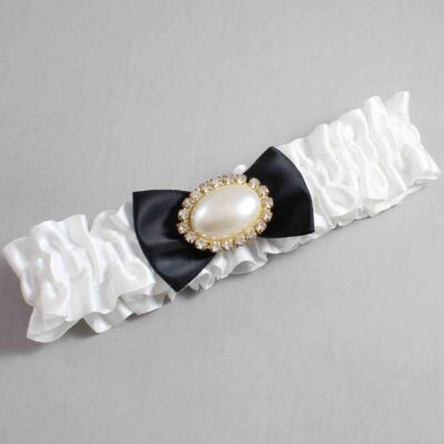 White and Black Satin Wedding Garter / White Wedding Garters / Wedding Garter / Custom Wedding Garter / Bridal Garter / Prom Garter / Linda Joyce Couture / Personalized Garter / Personalized Wedding Garter / Personalized Prom Garter