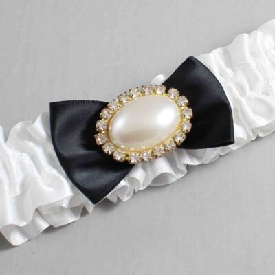 White and Black Satin Wedding Garter / White Wedding Garters / Wedding Garter / Custom Wedding Garter / Bridal Garter / Prom Garter / Linda Joyce Couture / Personalized Garter / Personalized Wedding Garter / Personalized Prom Garter