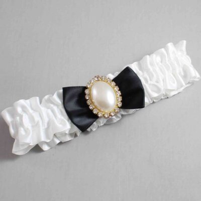 White and Black Satin Wedding Garter / White Wedding Garters / Wedding Garter / Custom Wedding Garter / Bridal Garter / Prom Garter / Linda Joyce Couture / Personalized Garter / Personalized Wedding Garter / Personalized Prom Garter