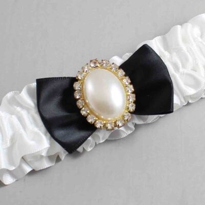 White and Black Satin Wedding Garter / White Wedding Garters / Wedding Garter / Custom Wedding Garter / Bridal Garter / Prom Garter / Linda Joyce Couture / Personalized Garter / Personalized Wedding Garter / Personalized Prom Garter