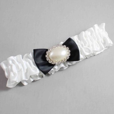 White and Black Satin Wedding Garter / White Wedding Garters / Wedding Garter / Custom Wedding Garter / Bridal Garter / Prom Garter / Linda Joyce Couture / Personalized Garter / Personalized Wedding Garter / Personalized Prom Garter