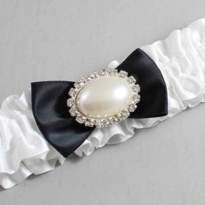 White and Black Satin Wedding Garter / White Wedding Garters / Wedding Garter / Custom Wedding Garter / Bridal Garter / Prom Garter / Linda Joyce Couture / Personalized Garter / Personalized Wedding Garter / Personalized Prom Garter