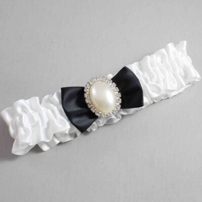 White and Black Satin Wedding Garter / White Wedding Garters / Wedding Garter / Custom Wedding Garter / Bridal Garter / Prom Garter / Linda Joyce Couture / Personalized Garter / Personalized Wedding Garter / Personalized Prom Garter