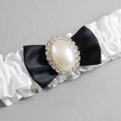 White and Black Satin Wedding Garter / White Wedding Garters / Wedding Garter / Custom Wedding Garter / Bridal Garter / Prom Garter / Linda Joyce Couture / Personalized Garter / Personalized Wedding Garter / Personalized Prom Garter