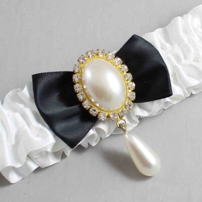 White and Black Satin Wedding Garter / White Wedding Garters / Wedding Garter / Custom Wedding Garter / Bridal Garter / Prom Garter / Linda Joyce Couture / Personalized Garter / Personalized Wedding Garter / Personalized Prom Garter