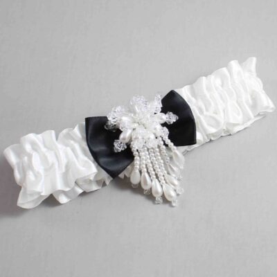 White and Black Satin Wedding Garter / White Wedding Garters / Wedding Garter / Custom Wedding Garter / Bridal Garter / Prom Garter / Linda Joyce Couture / Personalized Garter / Personalized Wedding Garter / Personalized Prom Garter