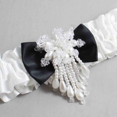 White and Black Satin Wedding Garter / White Wedding Garters / Wedding Garter / Custom Wedding Garter / Bridal Garter / Prom Garter / Linda Joyce Couture / Personalized Garter / Personalized Wedding Garter / Personalized Prom Garter