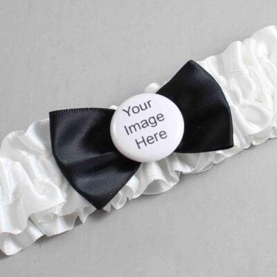 White and Black Satin Wedding Garter / White Wedding Garters / Wedding Garter / Custom Wedding Garter / Bridal Garter / Prom Garter / Linda Joyce Couture / Personalized Garter / Personalized Wedding Garter / Personalized Prom Garter