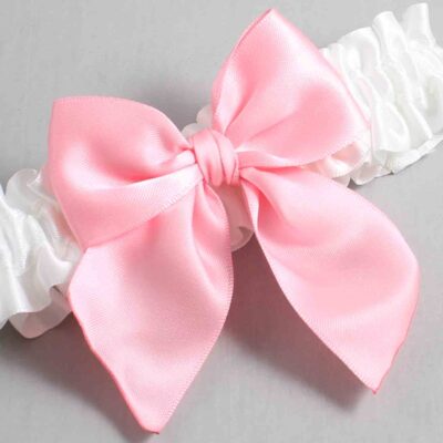 White and Pink Satin Wedding Garter / White and Pink Wedding Garters / Wedding Garter / Custom Wedding Garter / Bridal Garter / Prom Garter / Linda Joyce Couture / Personalized Garter / Personalized Wedding Garter / Personalized Prom Garter