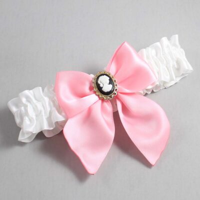 White and Pink Satin Wedding Garter / White and Pink Wedding Garters / Wedding Garter / Custom Wedding Garter / Bridal Garter / Prom Garter / Linda Joyce Couture / Personalized Garter / Personalized Wedding Garter / Personalized Prom Garter