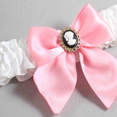 White and Pink Satin Wedding Garter / White and Pink Wedding Garters / Wedding Garter / Custom Wedding Garter / Bridal Garter / Prom Garter / Linda Joyce Couture / Personalized Garter / Personalized Wedding Garter / Personalized Prom Garter