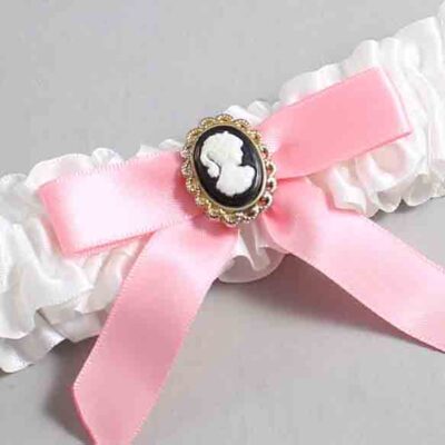 White and Pink Satin Wedding Garter / White Wedding Garters / Wedding Garter / Custom Wedding Garter / Bridal Garter / Prom Garter / Linda Joyce Couture / Personalized Garter / Personalized Wedding Garter / Personalized Prom Garter