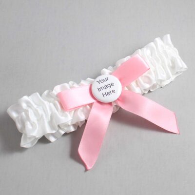 White and Pink Satin Wedding Garter / White Wedding Garters / Wedding Garter / Custom Wedding Garter / Bridal Garter / Prom Garter / Linda Joyce Couture / Personalized Garter / Personalized Wedding Garter / Personalized Prom Garter
