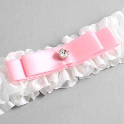 White and Pink Satin Wedding Garter / White Wedding Garters / Wedding Garter / Custom Wedding Garter / Bridal Garter / Prom Garter / Linda Joyce Couture / Personalized Garter / Personalized Wedding Garter / Personalized Prom Garter