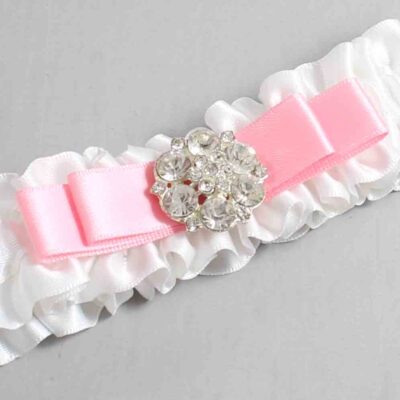 White and Pink Satin Wedding Garter / White Wedding Garters / Wedding Garter / Custom Wedding Garter / Bridal Garter / Prom Garter / Linda Joyce Couture / Personalized Garter / Personalized Wedding Garter / Personalized Prom Garter