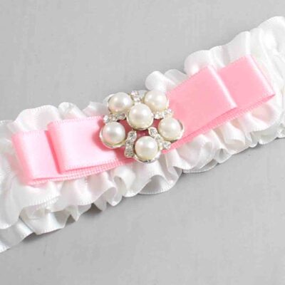 White and Pink Satin Wedding Garter / White Wedding Garters / Wedding Garter / Custom Wedding Garter / Bridal Garter / Prom Garter / Linda Joyce Couture / Personalized Garter / Personalized Wedding Garter / Personalized Prom Garter
