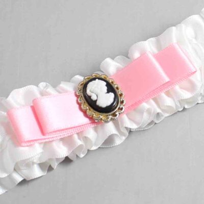 White and Pink Satin Wedding Garter / White Wedding Garters / Wedding Garter / Custom Wedding Garter / Bridal Garter / Prom Garter / Linda Joyce Couture / Personalized Garter / Personalized Wedding Garter / Personalized Prom Garter