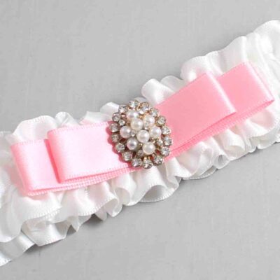 White and Pink Satin Wedding Garter / White Wedding Garters / Wedding Garter / Custom Wedding Garter / Bridal Garter / Prom Garter / Linda Joyce Couture / Personalized Garter / Personalized Wedding Garter / Personalized Prom Garter