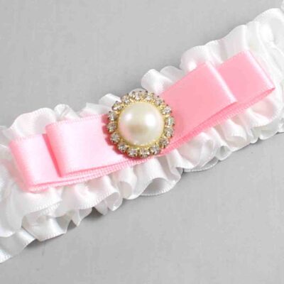 White and Pink Satin Wedding Garter / White Wedding Garters / Wedding Garter / Custom Wedding Garter / Bridal Garter / Prom Garter / Linda Joyce Couture / Personalized Garter / Personalized Wedding Garter / Personalized Prom Garter