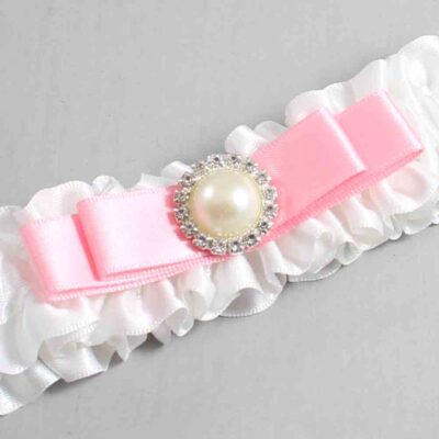 White and Pink Satin Wedding Garter / White Wedding Garters / Wedding Garter / Custom Wedding Garter / Bridal Garter / Prom Garter / Linda Joyce Couture / Personalized Garter / Personalized Wedding Garter / Personalized Prom Garter