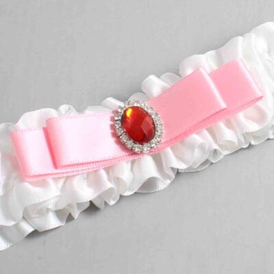 White and Pink Satin Wedding Garter / White Wedding Garters / Wedding Garter / Custom Wedding Garter / Bridal Garter / Prom Garter / Linda Joyce Couture / Personalized Garter / Personalized Wedding Garter / Personalized Prom Garter