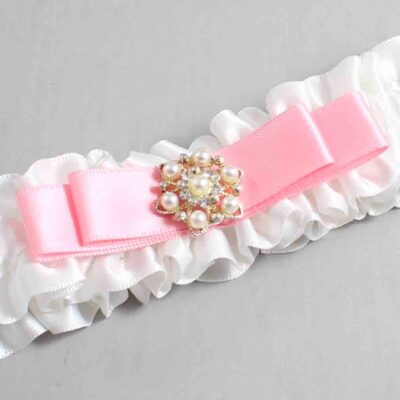 White and Pink Satin Wedding Garter / White Wedding Garters / Wedding Garter / Custom Wedding Garter / Bridal Garter / Prom Garter / Linda Joyce Couture / Personalized Garter / Personalized Wedding Garter / Personalized Prom Garter