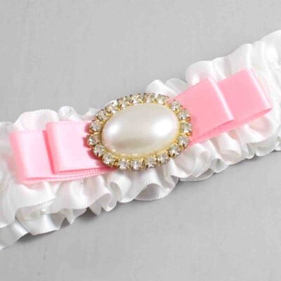 White and Pink Satin Wedding Garter / White Wedding Garters / Wedding Garter / Custom Wedding Garter / Bridal Garter / Prom Garter / Linda Joyce Couture / Personalized Garter / Personalized Wedding Garter / Personalized Prom Garter