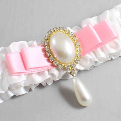 White and Pink Satin Wedding Garter / White Wedding Garters / Wedding Garter / Custom Wedding Garter / Bridal Garter / Prom Garter / Linda Joyce Couture / Personalized Garter / Personalized Wedding Garter / Personalized Prom Garter