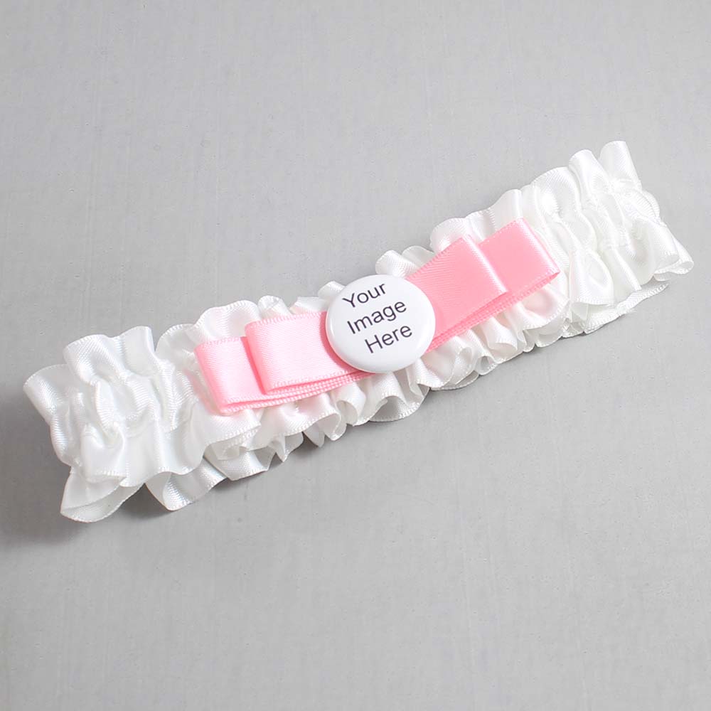 White and Pink Satin Wedding Garter / White Wedding Garters / Wedding Garter / Custom Wedding Garter / Bridal Garter / Prom Garter / Linda Joyce Couture / Personalized Garter / Personalized Wedding Garter / Personalized Prom Garter