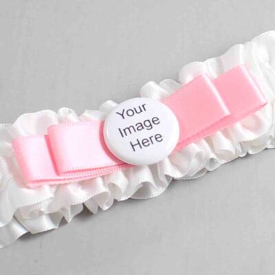 White and Pink Satin Wedding Garter / White Wedding Garters / Wedding Garter / Custom Wedding Garter / Bridal Garter / Prom Garter / Linda Joyce Couture / Personalized Garter / Personalized Wedding Garter / Personalized Prom Garter