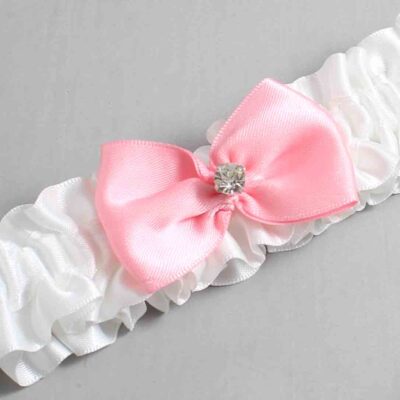 White and Pink Satin Wedding Garter / White Wedding Garters / Wedding Garter / Custom Wedding Garter / Bridal Garter / Prom Garter / Linda Joyce Couture / Personalized Garter / Personalized Wedding Garter / Personalized Prom Garter