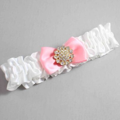 White and Pink Satin Wedding Garter / White Wedding Garters / Wedding Garter / Custom Wedding Garter / Bridal Garter / Prom Garter / Linda Joyce Couture / Personalized Garter / Personalized Wedding Garter / Personalized Prom Garter
