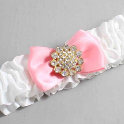 White and Pink Satin Wedding Garter / White Wedding Garters / Wedding Garter / Custom Wedding Garter / Bridal Garter / Prom Garter / Linda Joyce Couture / Personalized Garter / Personalized Wedding Garter / Personalized Prom Garter