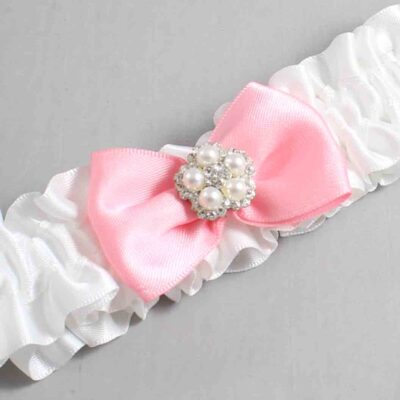 White and Pink Satin Wedding Garter / White Wedding Garters / Wedding Garter / Custom Wedding Garter / Bridal Garter / Prom Garter / Linda Joyce Couture / Personalized Garter / Personalized Wedding Garter / Personalized Prom Garter