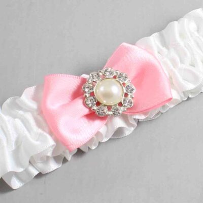 White and Pink Satin Wedding Garter / White Wedding Garters / Wedding Garter / Custom Wedding Garter / Bridal Garter / Prom Garter / Linda Joyce Couture / Personalized Garter / Personalized Wedding Garter / Personalized Prom Garter