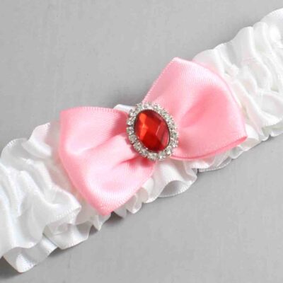 White and Pink Satin Wedding Garter / White Wedding Garters / Wedding Garter / Custom Wedding Garter / Bridal Garter / Prom Garter / Linda Joyce Couture / Personalized Garter / Personalized Wedding Garter / Personalized Prom Garter
